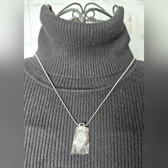 4.76 CT Oval Cut Quartz 18KRGP White Gold Plated Pendant and Necklace - Picture 4 of 8